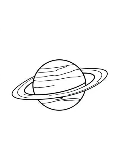 Funny Planet Saturn With Rings Coloring Page