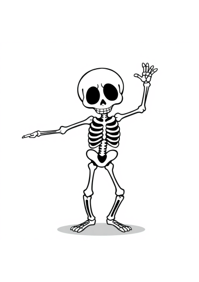 Funny Skeleton Dancing Coloring Page
