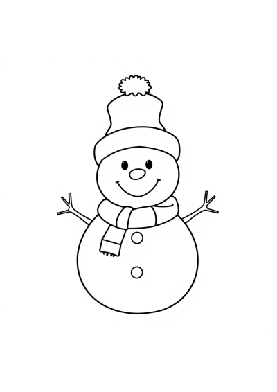 Funny Snowman With Hat Coloring Page