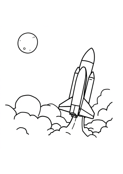 Funny Space Shuttle Launch Coloring Page