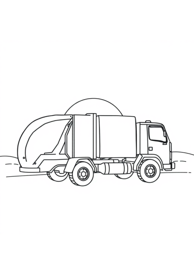 Garbage Truck At Sunset Coloring Page