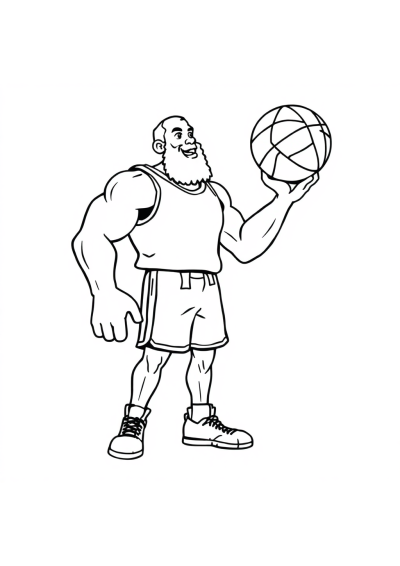 Giant Basketball Player Coloring Page