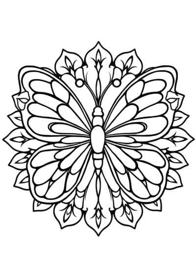 Giant Butterfly Mandala Coloring Page