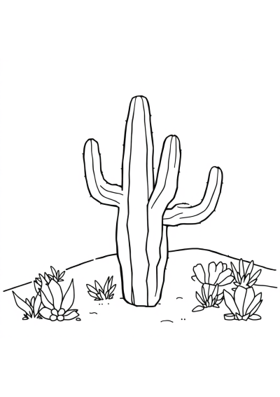 Giant Cactus Desert Coloring Page