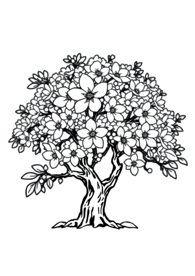 Giant Cherry Blossom Tree Coloring Page