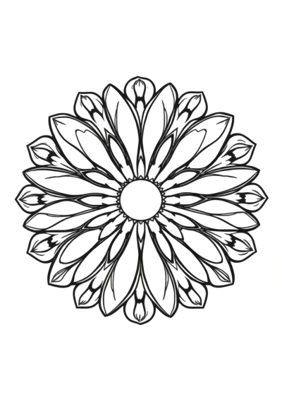 Giant Circular Mandala With Petals Coloring Page