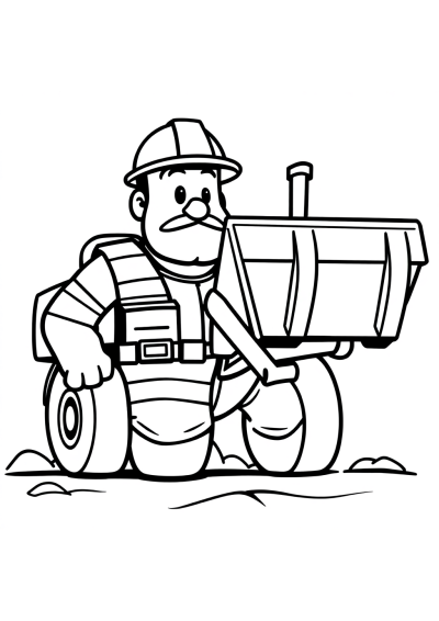 Giant Construction Worker Coloring Page