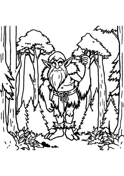 Giant Elf In Forest Coloring Page