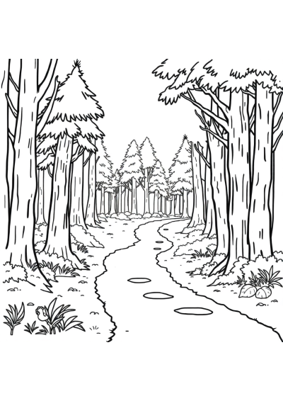 Giant Forest Path Coloring Page
