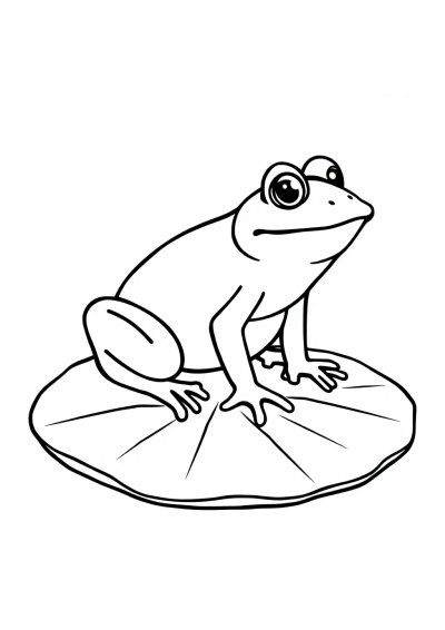Giant Frog On Lily Pad Coloring Page