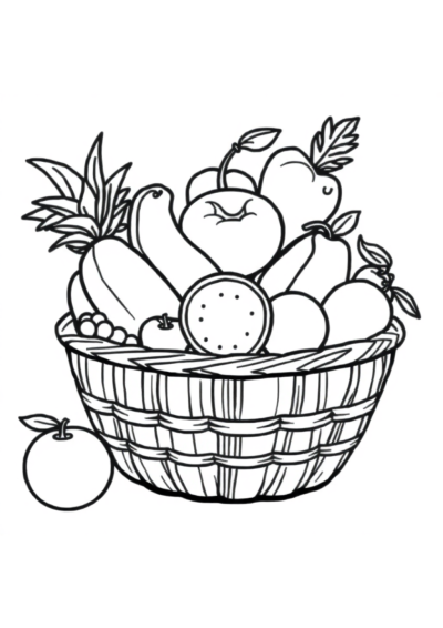 Giant Fruit Basket Coloring Page