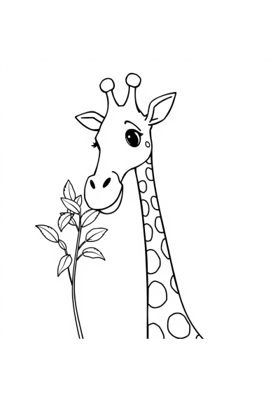Giant Giraffe Eating Leaves Coloring Page