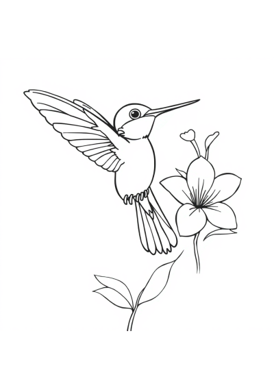 Giant Hummingbird Near Flower Coloring Page