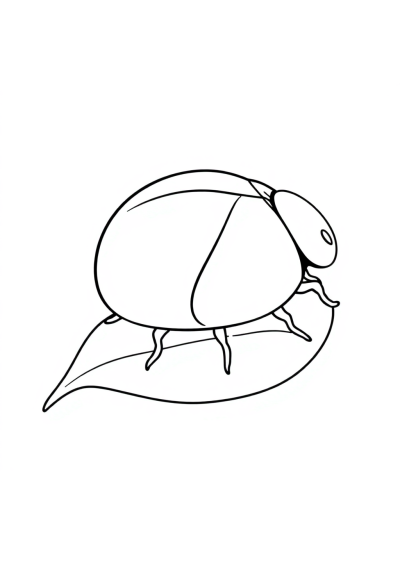 Detailed Giant Ladybug On Leaf Coloring Page