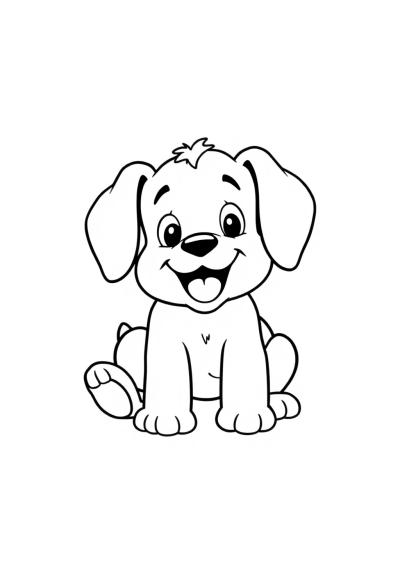 Giant Playful Puppy Coloring Page