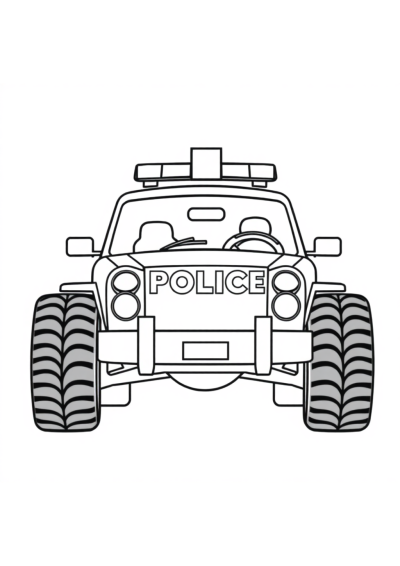 Giant Police Car Coloring Page