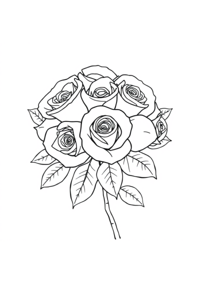 Giant Rose Bouquet Valentines Coloring Page