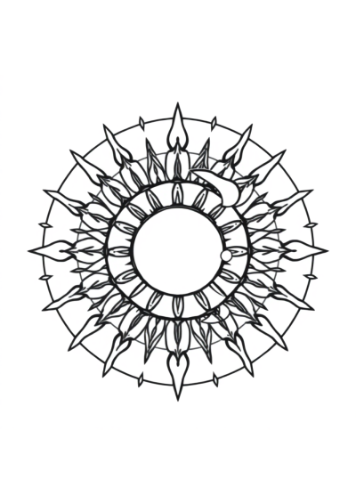 Giant Sun And Moon Mandala Coloring Page