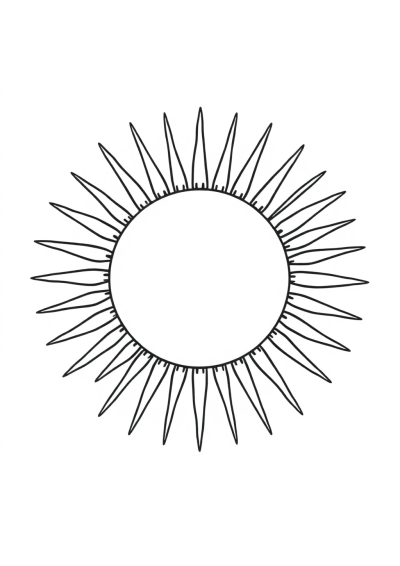 Giant Sun With Rays Coloring Page