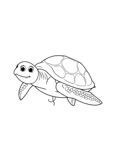 Giant Turtle Swimming Coloring Page
