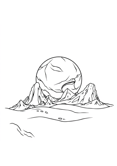 Graceful Alien Planet Landscape Coloring Page