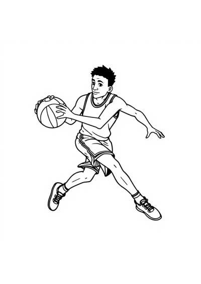 Graceful Basketball Player Coloring Page