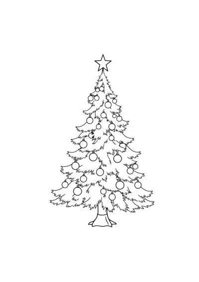 Graceful Christmas Tree Decorated Coloring Page