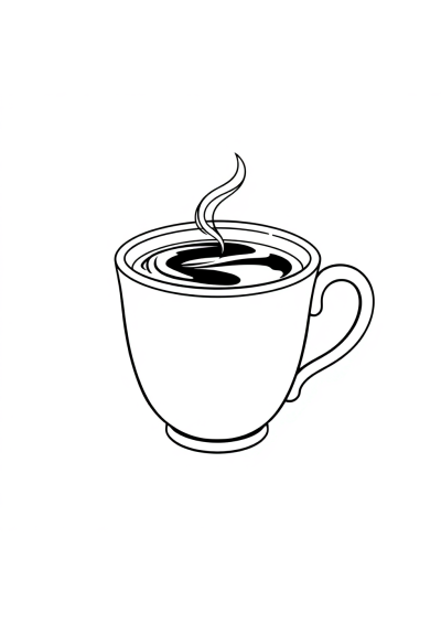 Graceful Coffee Cup Coloring Page