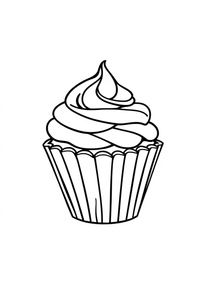 Graceful Cupcake Decorated Coloring Page