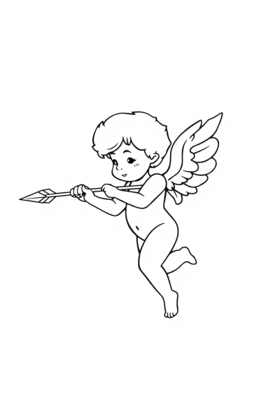 Graceful Cupid With Arrow Coloring Page