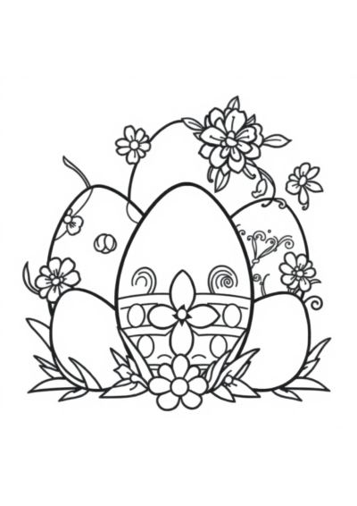 Graceful Easter Eggs Decorated Coloring Page
