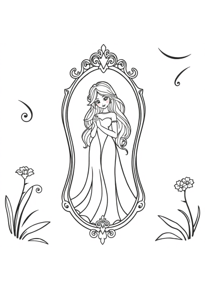 Graceful Enchanted Mirror Coloring Page