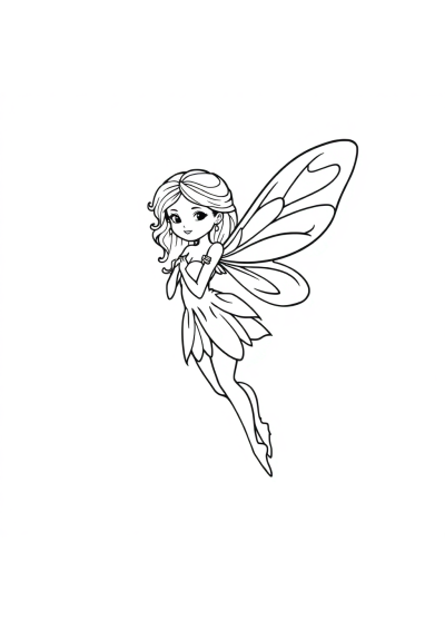 Graceful Fairy With Wings Coloring Page