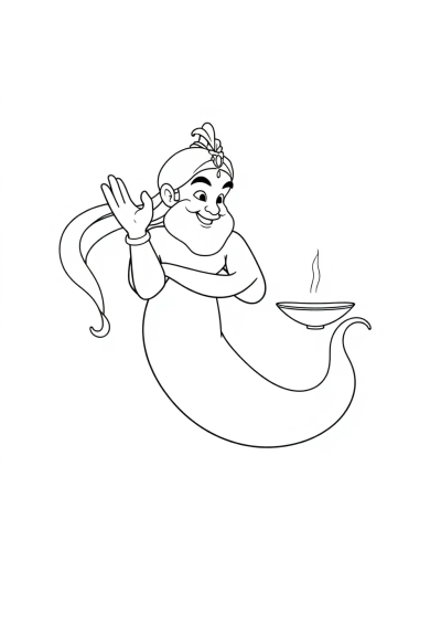 Graceful Genie From Lamp Coloring Page