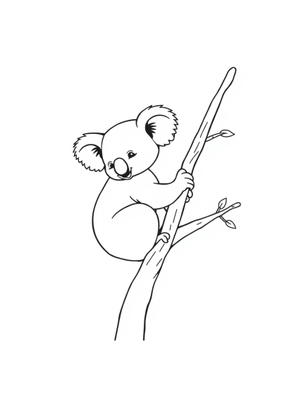 Graceful Koala On Tree Coloring Page