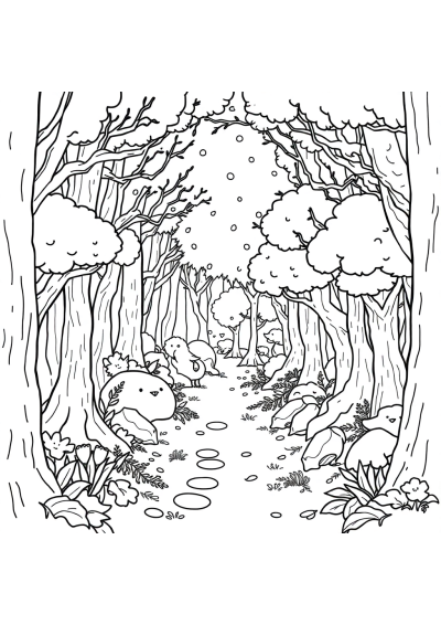 Graceful Magical Forest Coloring Page