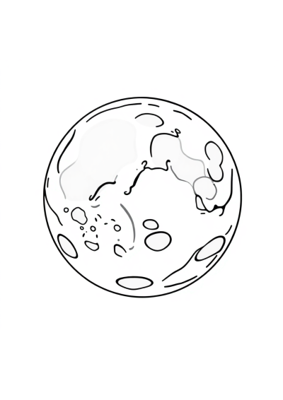 Graceful Moon Surface With Craters Coloring Page