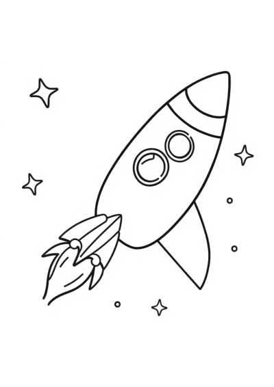 Graceful Rocket Ship Flying Coloring Page