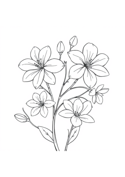 Graceful Spring Blossoms Coloring Page