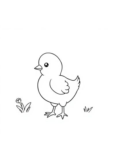 Graceful Spring Chick Coloring Page