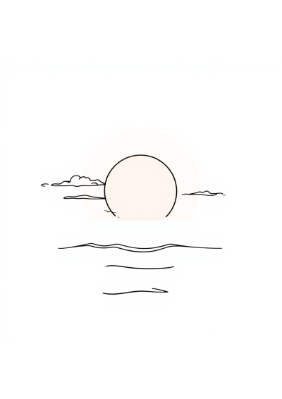 Graceful Sunset Over Ocean Coloring Page