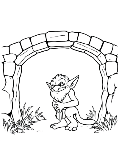 Graceful Troll Under Bridge Coloring Page