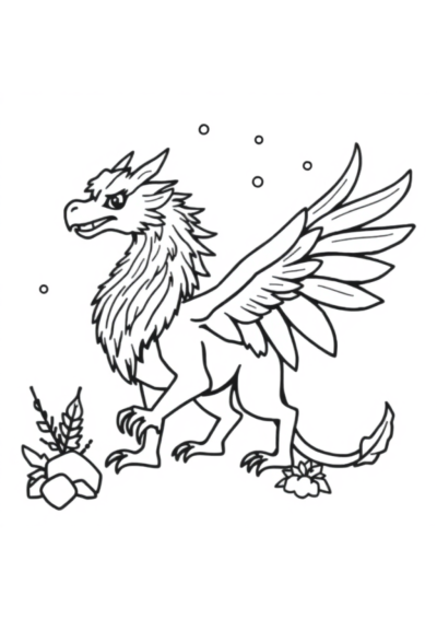 Griffin Creature In Winter Coloring Page