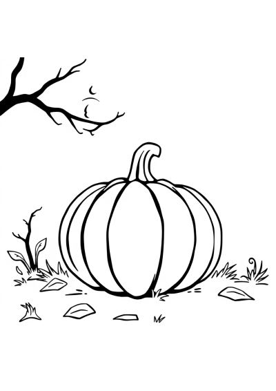 Halloween Pumpkin At Night Coloring Page