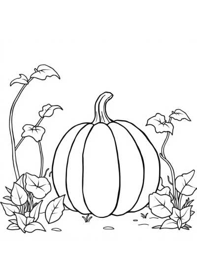 Halloween Pumpkin In Garden Coloring Page