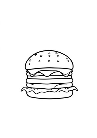 Hamburger At Sunset Coloring Page