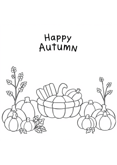 Happy Autumn Harvest Coloring Page