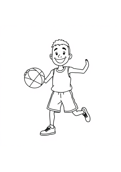 Happy Basketball Player Coloring Page