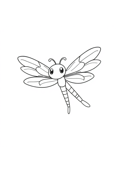 Happy Dragonfly Coloring Page