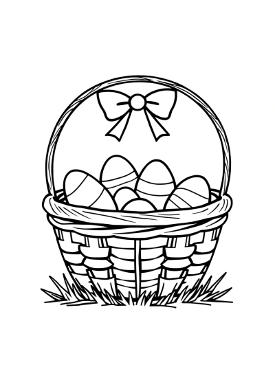 Happy Easter Basket Coloring Page